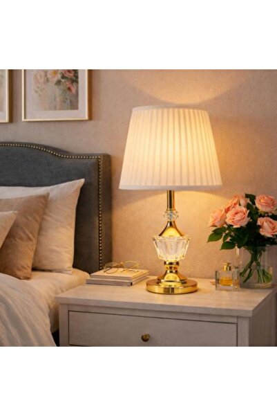 HOMEZ NEED Classic Luxury Table Lamp with Shiny Gold Base