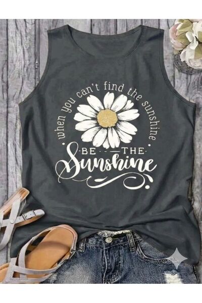 FAVORİST Be the Sunshi̇ne Women's Cotton Sleeveless Summer T-Shirt