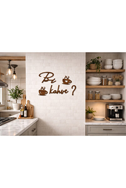 URFA LAZER 5 Parça Ahşap Mutfak Duvar Dekoru - Bi Kahve? Yazılı Kahve Köşesi ...