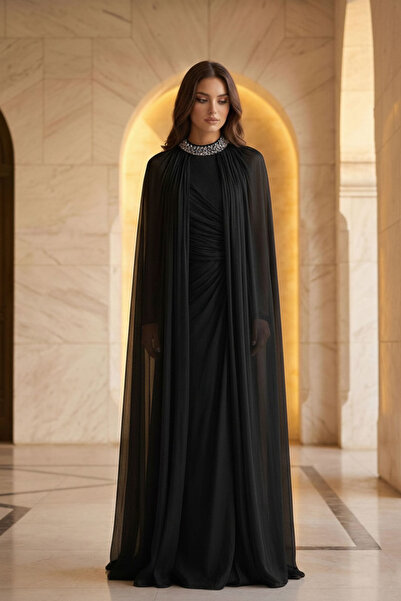 hakimoda فستان سهرة شيفون ميلا سباركل أسود