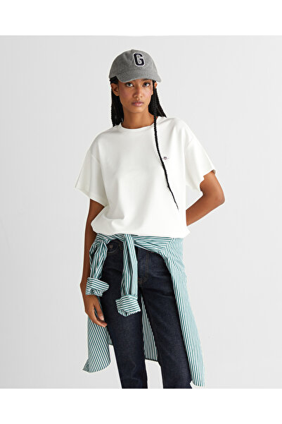 Gant Kadın Beyaz Regular Fit Bisiklet Yaka T-Shirt