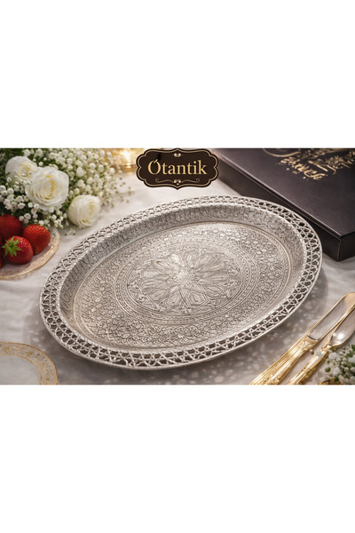 BC Otantik Home El İşçiliği Oval Sunum Tepsisi 50x40