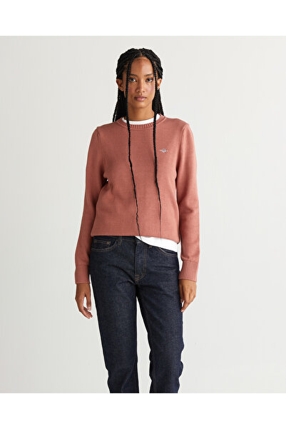 Gant Kadın Pembe Regular Fit Bisiklet Yaka Triko