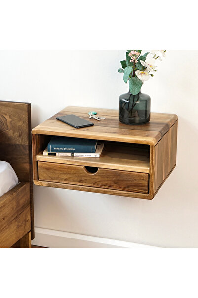 vornom Duvara Monte Ceviz Ahşap Komodin - Yatak Odası Dekorasyonu