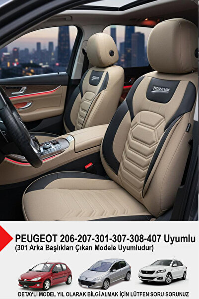 GM-DESIGN Titanium Series Luxury Linen Car Seat Cover-(Peugeot 206-207-208-30...