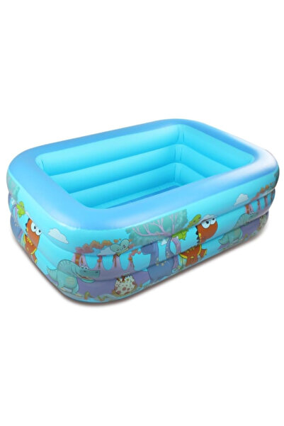 Krista Inflatable swimming pool with inflatable floor, rectangular, dino, blu...