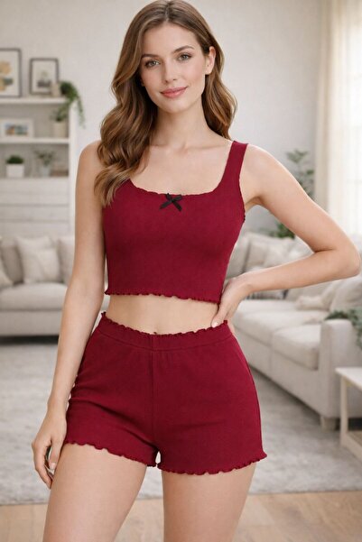 MİO ESTİLO Ribbed Athlete Shorts Set