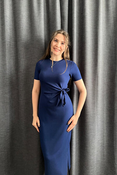 Sorridi Modal Fabric Dress with Side Tie and Side Slits