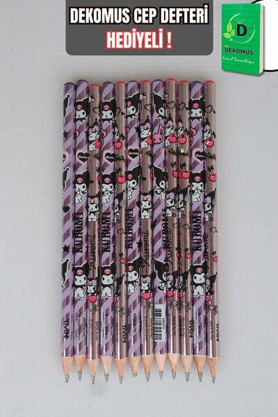 kuromi دفتر ملاحظات DEKOMUS مع هدية، مجموعة أقلام رصاص مرخصة "12 قطعة"
