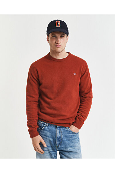 Gant Erkek Kırmızı Regular Fit Bisiklet Yaka Yün Kazak