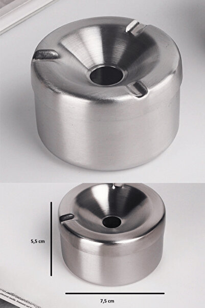 ELEGANCEV Ashtray with Steel Lid - Steel Odor-Free Ashtray - 7.5 cm X 5.5 cm