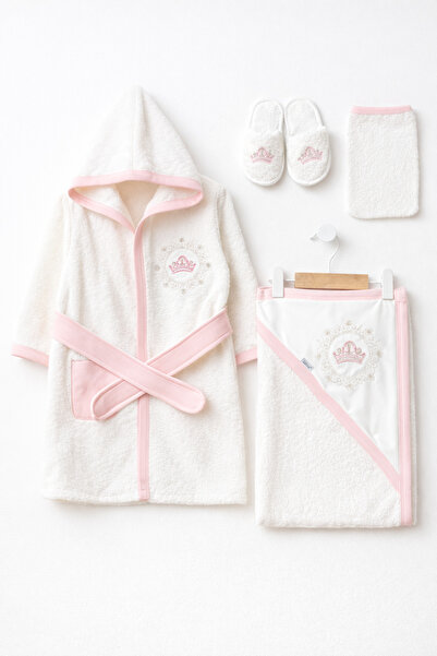 Rain Baby طقم رداء حمام للبنات 4 قطع: مكنسة غبار، شبشب، منشفة وروب حمام، للأع...