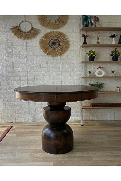 silla Concept Boğum Ayaklı Masa Ahşap Yuvarlak Koyu Ceviz Renkli Açılır Masa ...