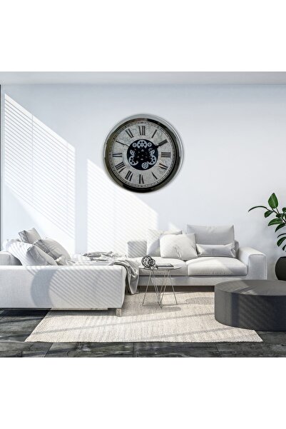 Leyaton Roma Atlas Silver 60 cm Wheel Chrome Wall Clock Lwlhm-Ytrs345