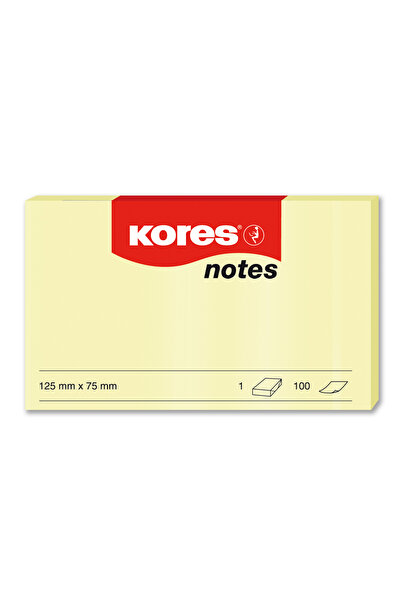 kores Notițe autoadezive 75 x 125 mm, galben pastel, 100 de coli