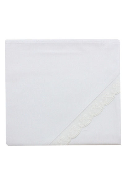 PRICHINDEL Pânză de botez din bumbac cu dantelă, albă, 75x80 cm