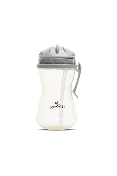 LORELLİ Sticlă sport cu pai gri/galben, clemă laterală, capac rotativ, 360 ml