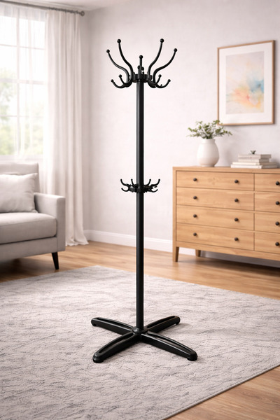 NACRE Modern Tasarımlı Ayaklı Portmanto Askılık – Siyah | Ev & Ofis Uyumlu