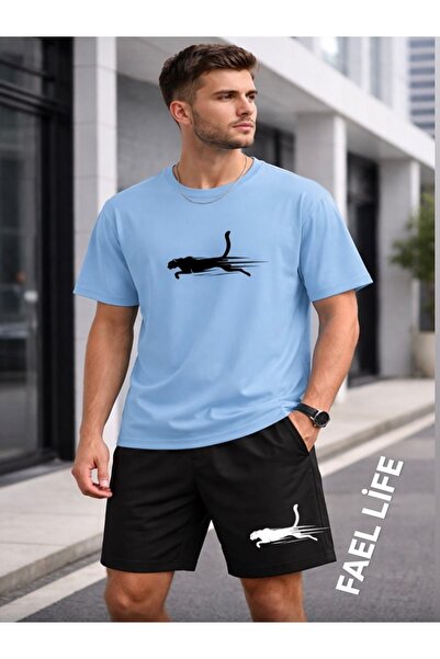 FAEL LİFE Women'S/Men's T-Shirt and Shorts Tiger Printed Top and Bottom Set