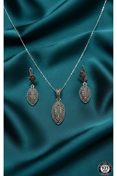 Sade gümüş atölyesi Sade gümüş margazit küpe kolye