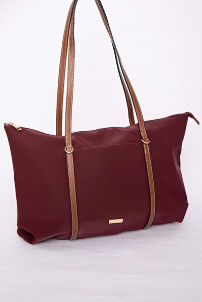 EBRUTESETTÜR Zipper Detailed Hand & Shoulder Bag Claret Red