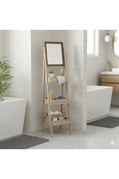 EVISTAR 3-shelf storage organizer with mirror, made of high-quality Turkish w...