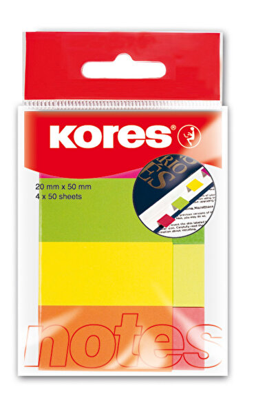 kores Notițe autoadezive 20 x 50 mm 4 culori x 50 coli