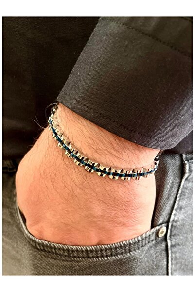 More Black Steel Model Simple Thin Stylish Steel Stainless Men's Bracelet 21 ...