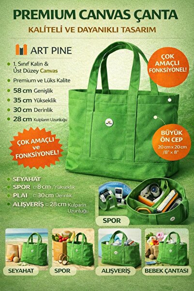 ART PINE Premium Thick Canvas Bag 58cm - Large Size Tote Bag, Travel, Sports,...