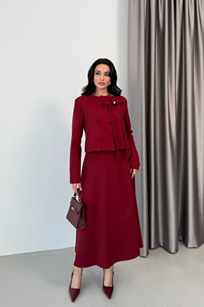 Serica Moda Set de fustă și jachetă cu guler și fundă pentru bebeluși, culoar...