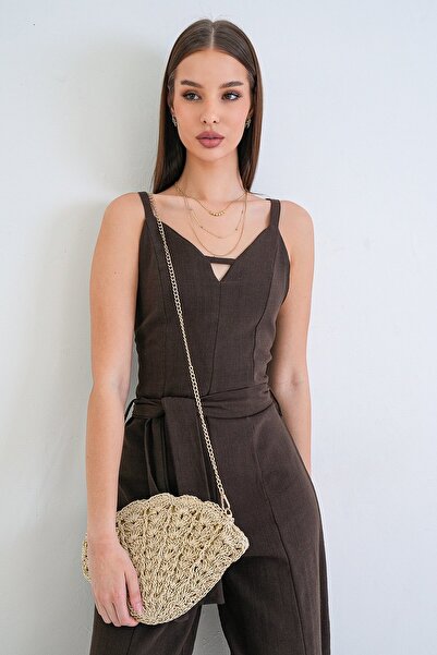 Trend Alaçatı Stili Жіноча сумка з ланцюжком і ручками з плетеного матеріалу ...