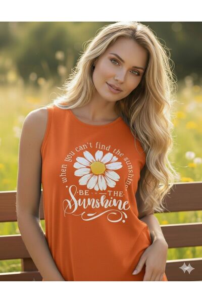FAVORİST Be the Sunshine Printed Women's Off-Shoulder Tank Top T-Shirt