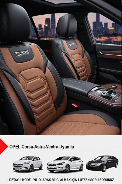 GM-DESIGN غطاء مقعد السيارة الفاخر من سلسلة التيتانيوم (متوافق مع OPEL Corsa-...