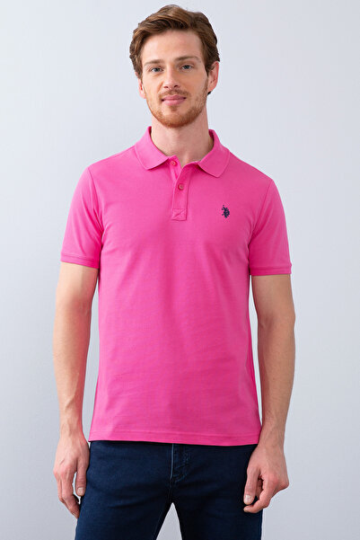 U.S. Polo Assn. Men's Fuchsia Basic Polo Neck T-Shirt 50199991-Vr023