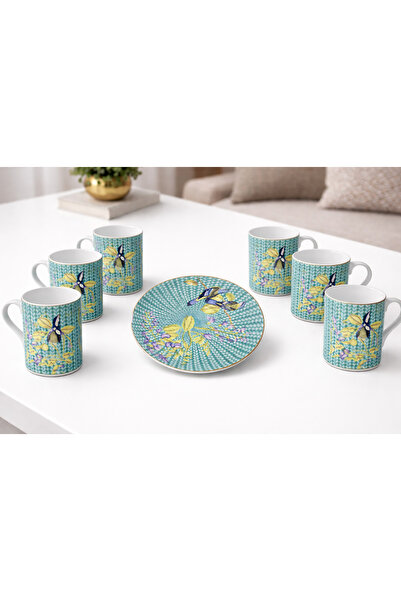 Karma Home طقم فناجين قهوة ليورا باللون الفيروزي مكون من 6 قطع