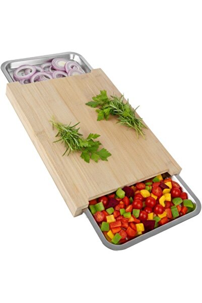 zola Bamboo chopping board 40x28.5 cm, 2 extendable trays, Bamboo/stainless s...