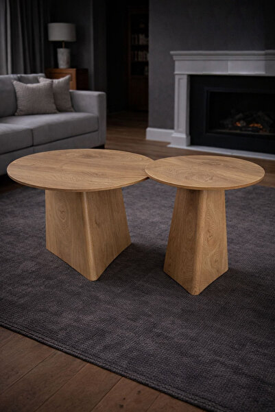 DEC22 Modern geometric wooden coffee table set