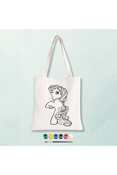 Cemira Pony Boyanabilir Bez Çanta 35x40 cm - Çocuklar İçin Eğitici Aktivite -...