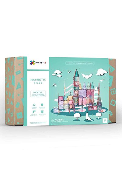Connetix Magnetic construction set with ball circuits, Magnetic Tiles, Pastel...