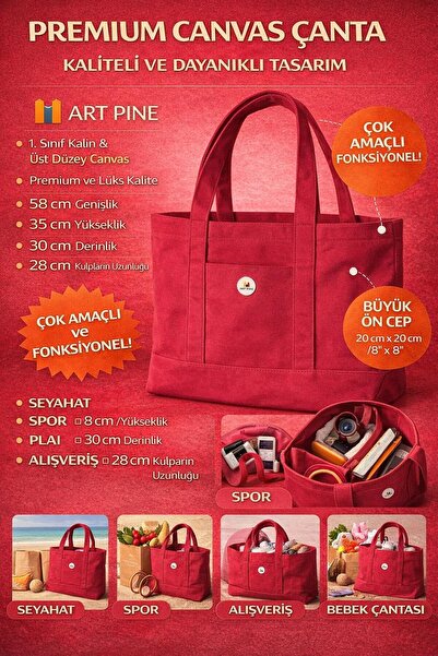 ART PINE Premium Thick Canvas Bag 58cm - Large Size Tote Bag, Travel, Sports,...