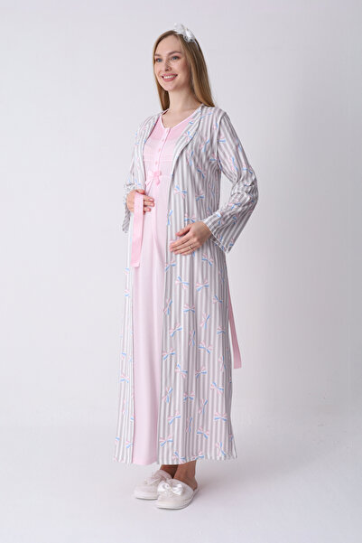 ERDENİZ TEKSTİL Set cămașă de noapte și halat pentru gravide – Set cămașă de ...