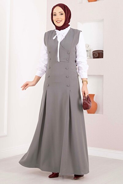 Asm Elegant Shirt & Buttoned Gilet Double Set Gray