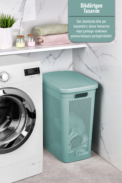 Cosiness Cosi Dekoratif Slim Kapaklı Kirli Çamaşır Sepeti 39 Lt.