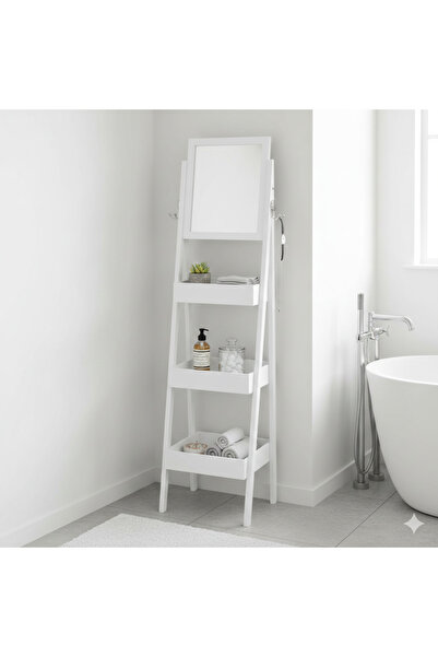 EVISTAR منظم تخزين 3 رفوف مع مرأه من الخشب التركي عالي الجودة متعدد الأستخدامات