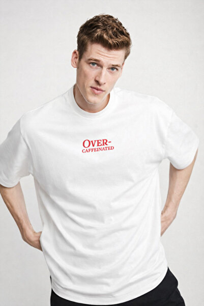 COMBİNE MİCHAİL تي شيرت رجالي كبير الحجم مطبوع عليه نصًا باللون الإكرو