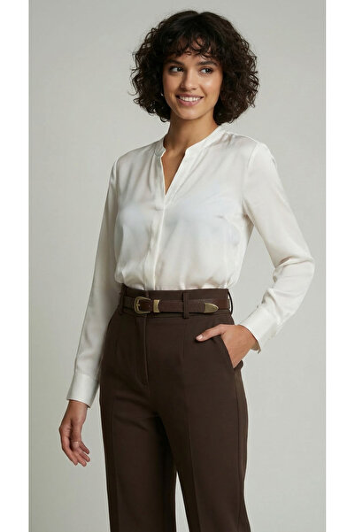 derikem Genuine Leather Women's Belt – 2cm Wide with Antique Yellow Buckle, B...