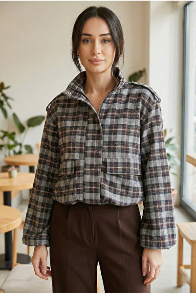 azragül giyim Plaid Patterned Seasonal Jacket