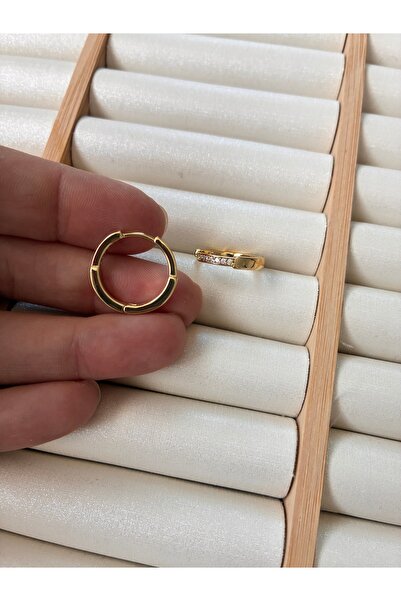 ARİ TAKI Stone ring gold steel earrings