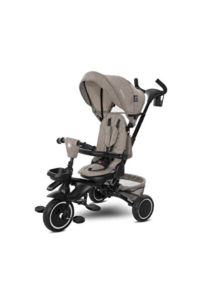 LORELLİ Kids Tricycle Freccia Foldable, 360° Swivel Seat, Beige/Black