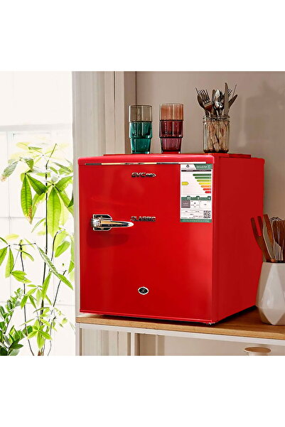 Generic ثلاجة صغيرة GVC Pro GVRG-77R، سعة 48 لترًا، طولها 1.7 قدم، بباب واحد ...